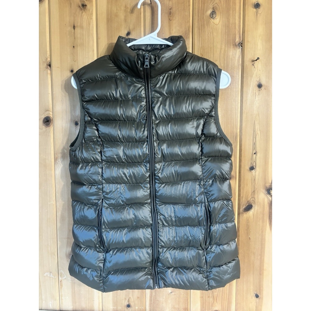 AQUA Women's Dark Olive Down Puffer Vest Size M Lightweight Quilted